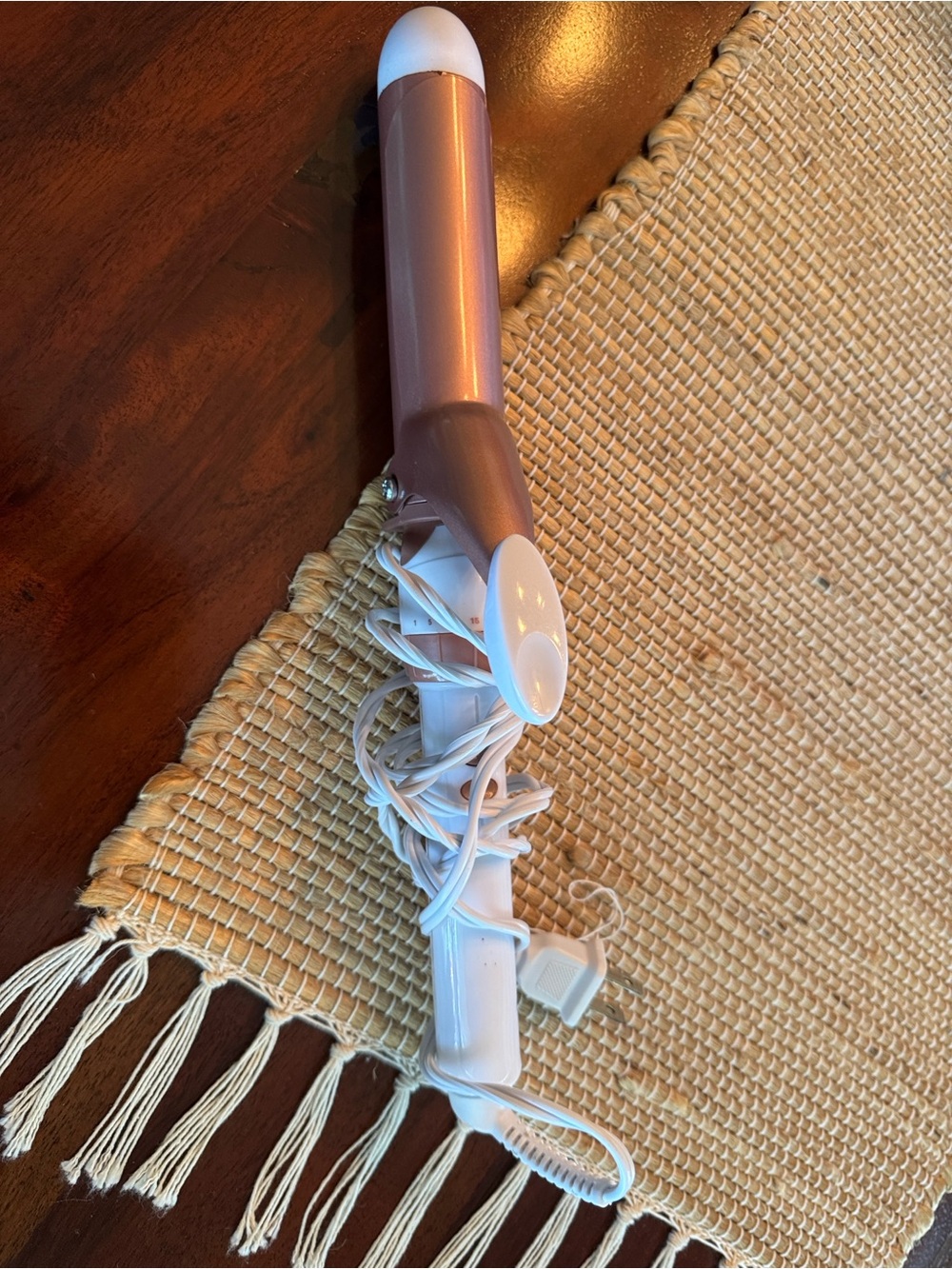 White and Rose Gold Curling Wand - Women Hair Tool
